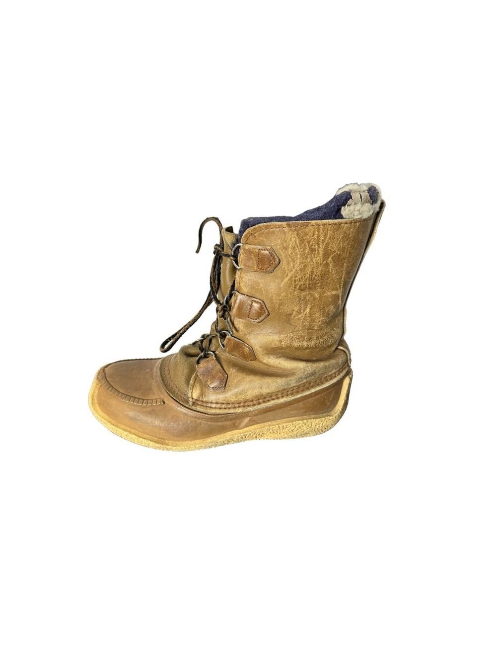 Vintage Sorel Chugalug Winter Boots Men’s 8 Tab Leather Lace Up Wool Lined Snow